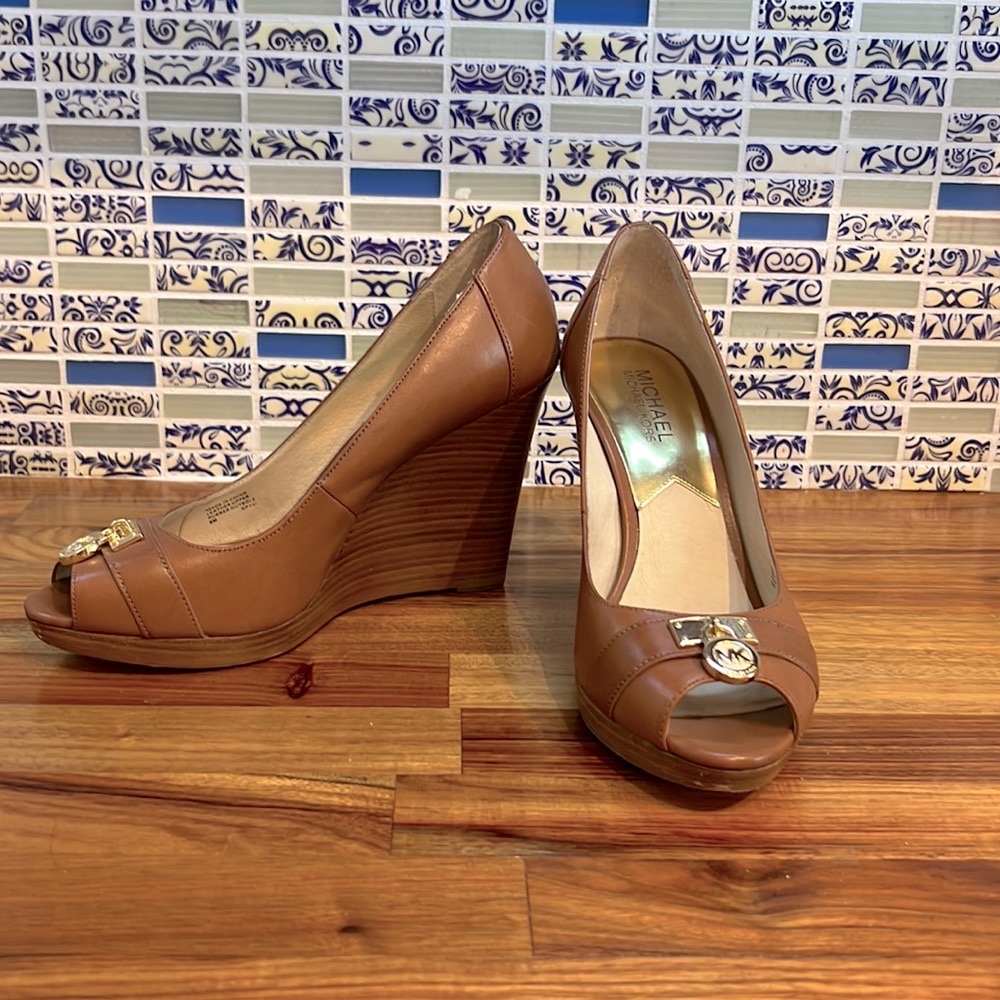 Michael Kors peep toe wedge heels